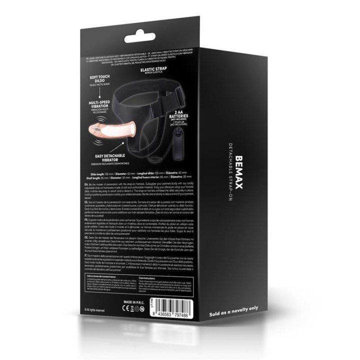 Bemax Detachable Strap-On with Hollow Dildo, Vibration and Remote Control - LT-748 - Teknashop Ltd