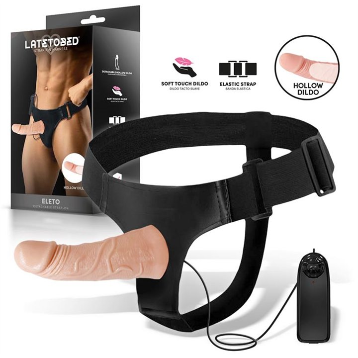 Eleto Detachable Strap-On with Hollow Dildo, Vibration and Remote Control - LT-745 - Teknashop Ltd