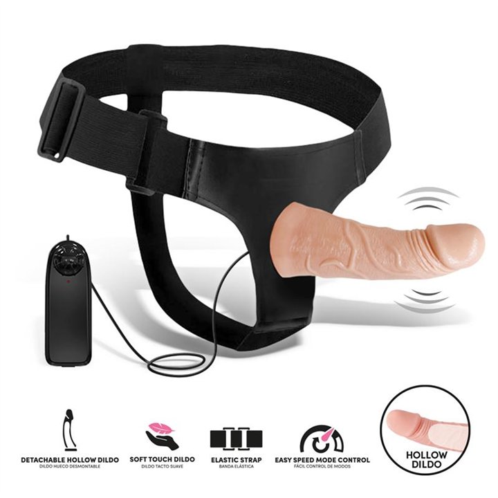 Eleto Detachable Strap-On with Hollow Dildo, Vibration and Remote Control - LT-745 - Teknashop Ltd