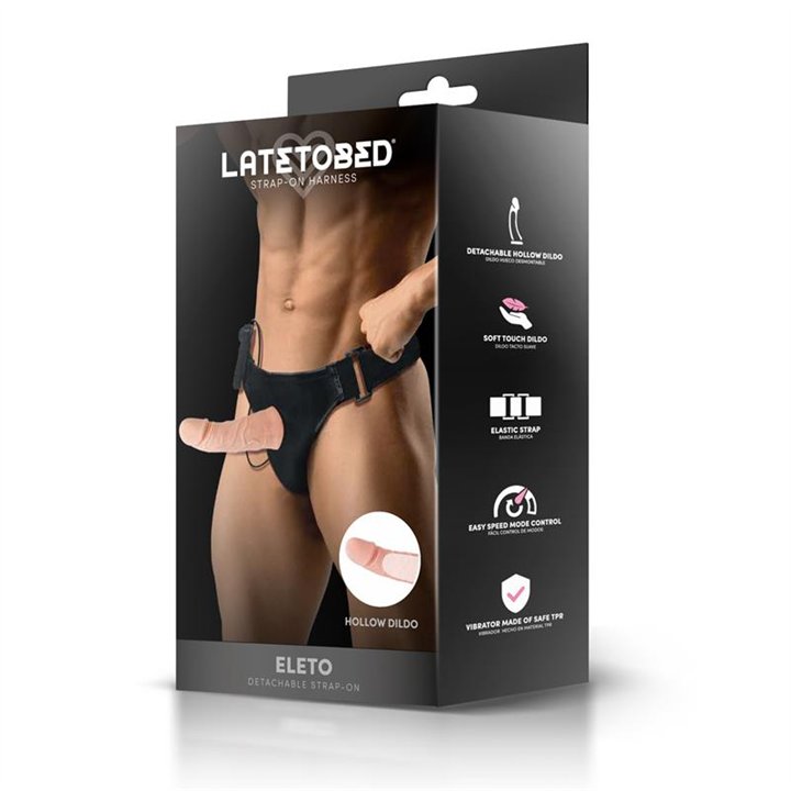 Eleto Detachable Strap-On with Hollow Dildo, Vibration and Remote Control - LT-745 - Teknashop Ltd