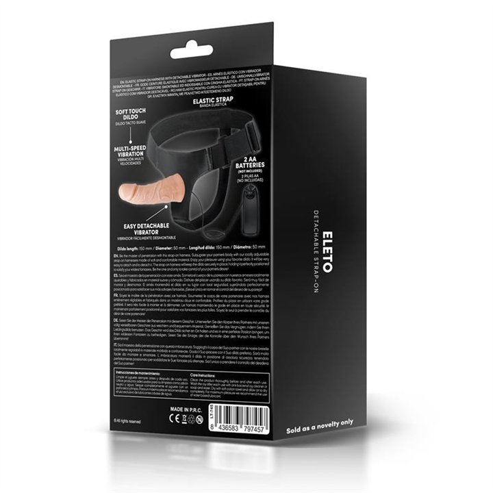 Eleto Detachable Strap-On with Hollow Dildo, Vibration and Remote Control - LT-745 - Teknashop Ltd