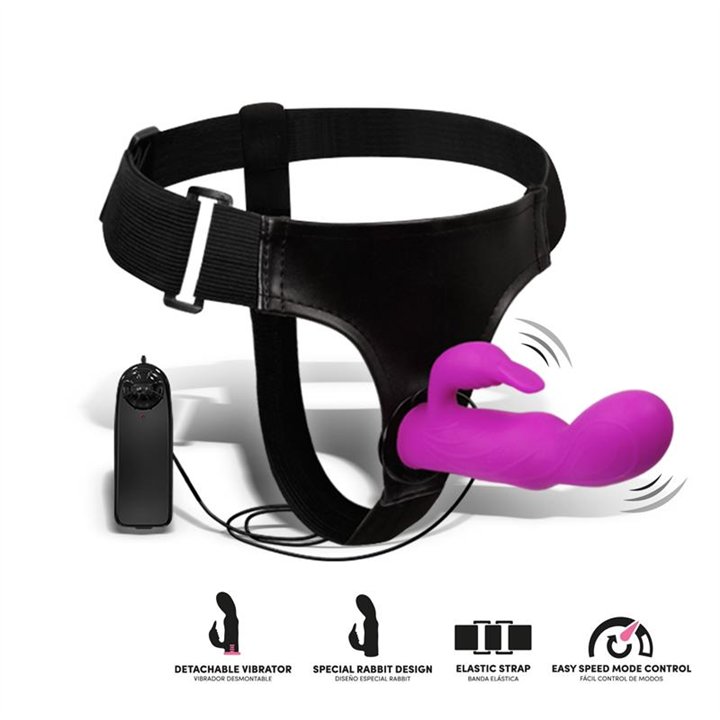 Hymax Strap-On Harness Multi-Speed Vibe with Rabbit and Remote Control - LT-735 - Teknashop Ltd