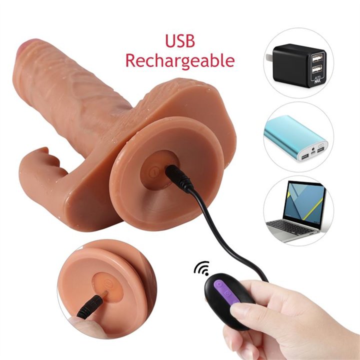 Austin Dildo with 10 Modes of Vibration and Clitoris Stimulator - SQ-WBL10034-V - Teknashop Ltd