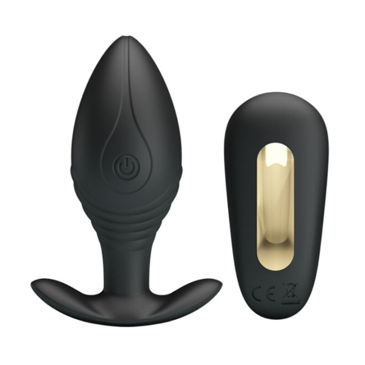 PRETTY LOVE - REGINA ANAL PLUG RECHARGEABLE VIBRATOR BLACK - D-237566 - Teknashop Ltd