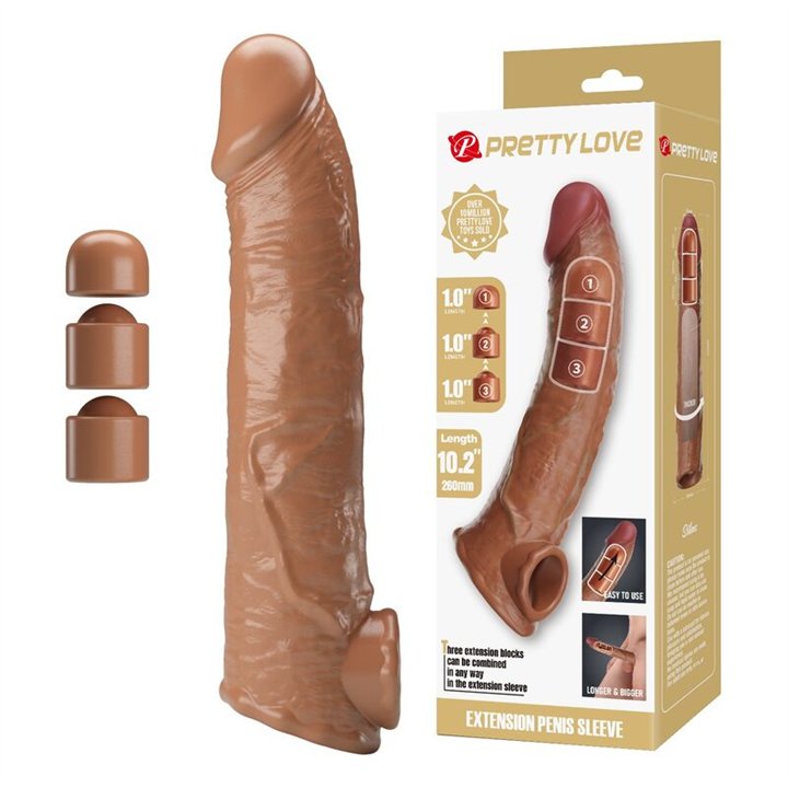PRETTY LOVE - ADJUSTABLE PENIS EXTENSION SLEEVE 26 CM Ø 4 CM NATURAL - D-246080 - Teknashop Ltd