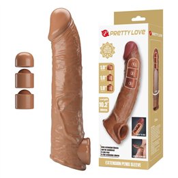 PRETTY LOVE - ADJUSTABLE PENIS EXTENSION SLEEVE 26 CM Ø 4 CM BROWN - D-246081 - Teknashop Ltd