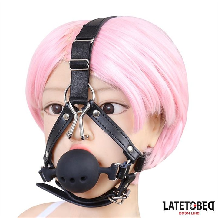 Head Harness with Ball Gag and Nose Hook - 8436615007820 - Teknashop Ltd