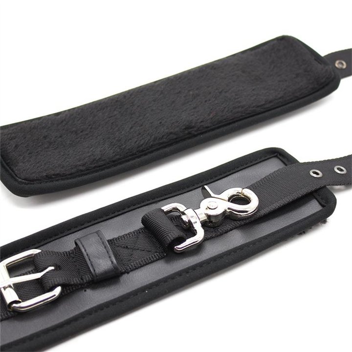 Leather Handcuffs with Big Hoops Black - 843658379448 - Teknashop Ltd