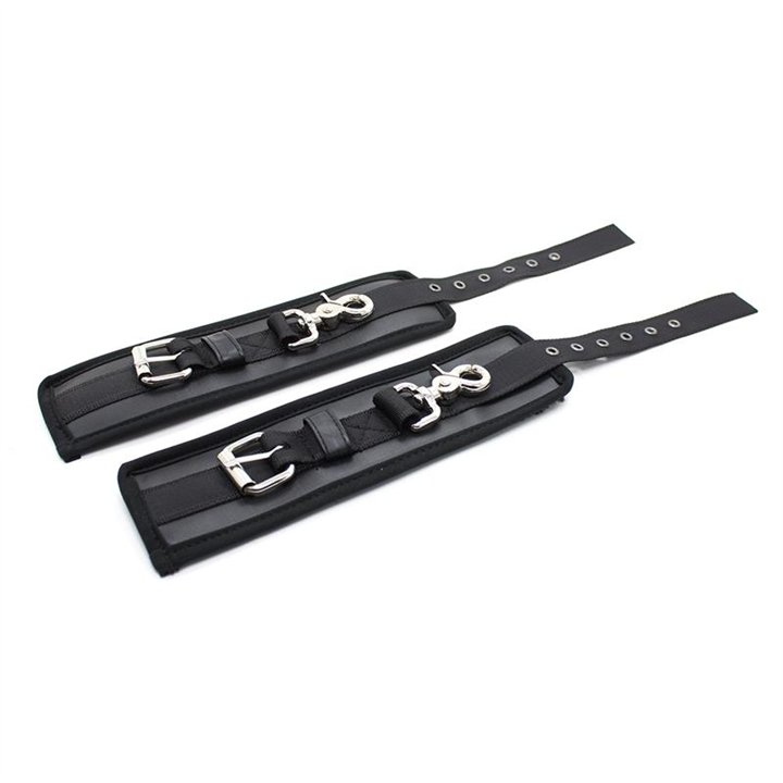 Leather Handcuffs with Big Hoops Black - 843658379448 - Teknashop Ltd