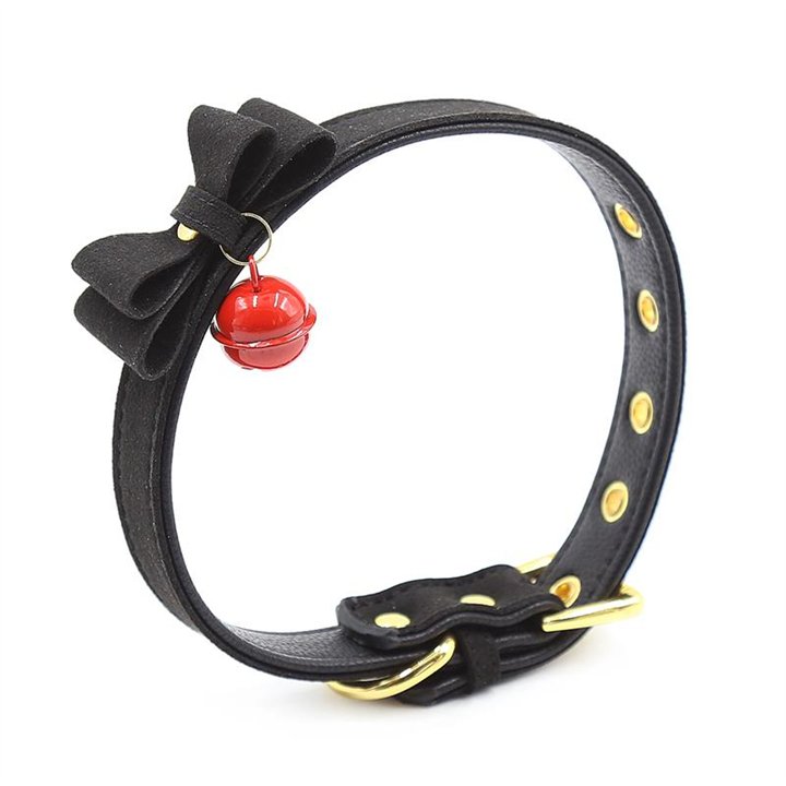 Collar with Bow and Rattle 44 cm Black/Red - 843658379340 - Teknashop Ltd