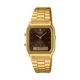 CASIO VINTAGE Mod. EDGY COLLECTION SUNRAY DIAL, GOLD - BLACK - WW.AQ-230GA-5AMQYES - Teknashop Ltd
