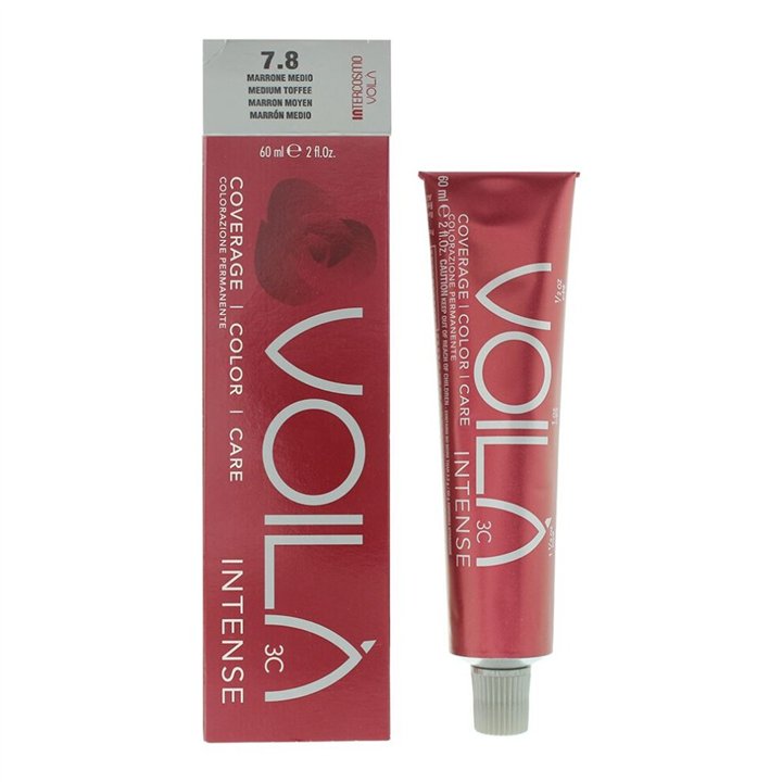 Intercosmo, Voila 3C Intense, Permanent Hair Dye, 7.8 Medium Toffee, 60 ml - Teknashop Ltd