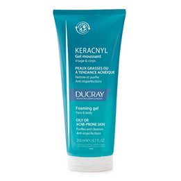 Ducray, Keracnyl, Biodegradable, Fragrance, Cleansing, Shower Gel, Face, Oily, 200 ml - Teknashop Ltd