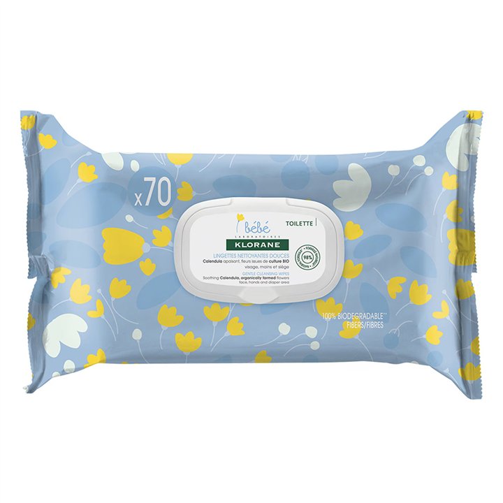 Klorane, Baby, Cleansing Wipes, For Face & Body, 70 pcs - Teknashop Ltd