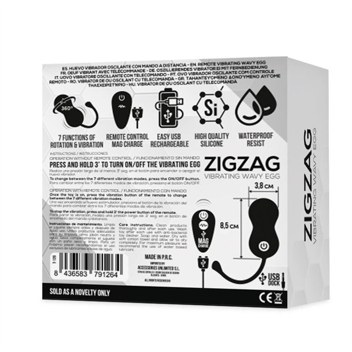 Zigzag Vibrating and Zigzagging Egg with Remote Control - T-126 - Teknashop Ltd
