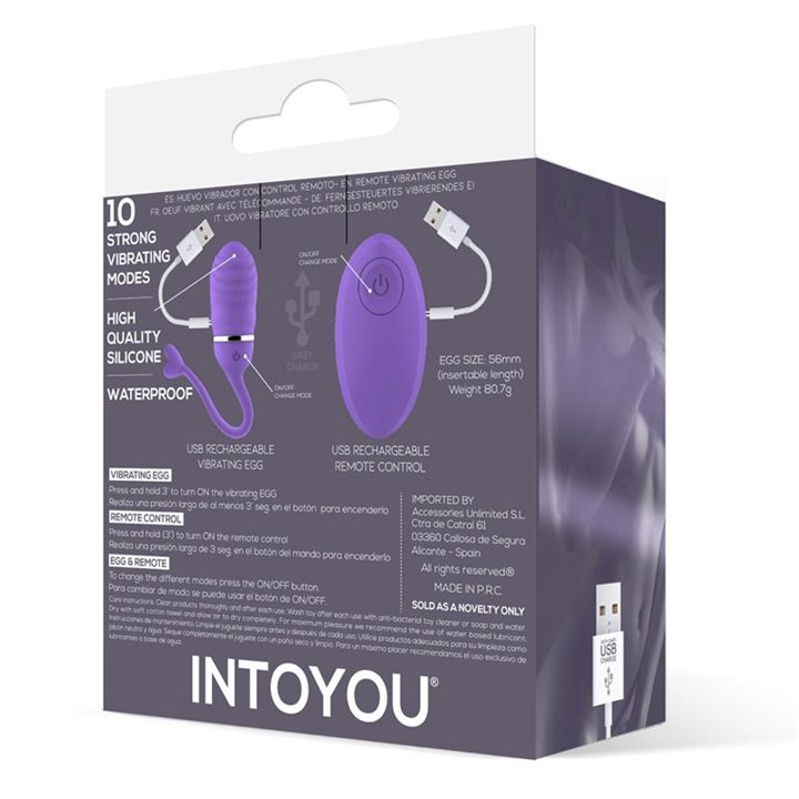 Vibrating Egg with Remote Control Odise USB Silicone Purple - IN-025 - Teknashop Ltd