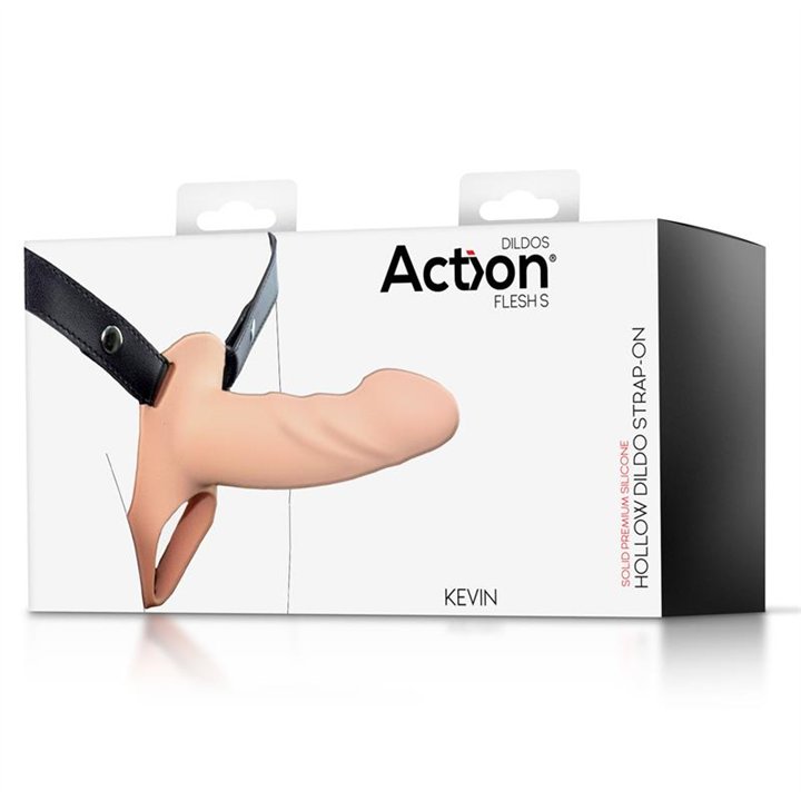 Strap-On with Hollow Dildo Premium Silicone Size S Flesh - AC-507 - Teknashop Ltd