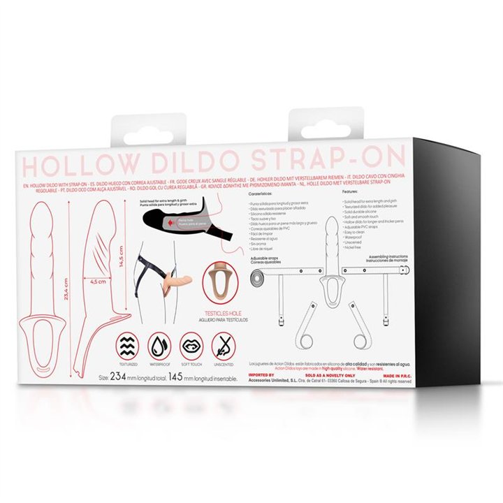 Strap-On with Hollow Dildo Premium Silicone Size S Flesh - AC-507 - Teknashop Ltd