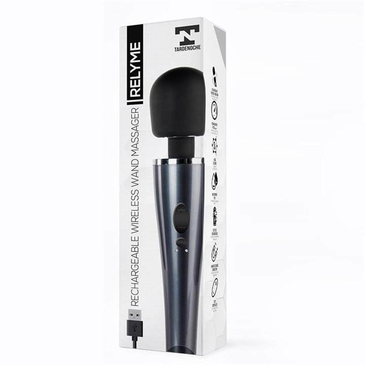 Wand Massager Relyme USB Silicone Black - T-105 - Teknashop Ltd