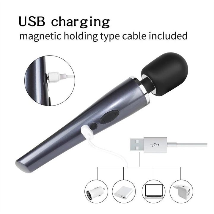Wand Massager Relyme USB Silicone Black - T-105 - Teknashop Ltd