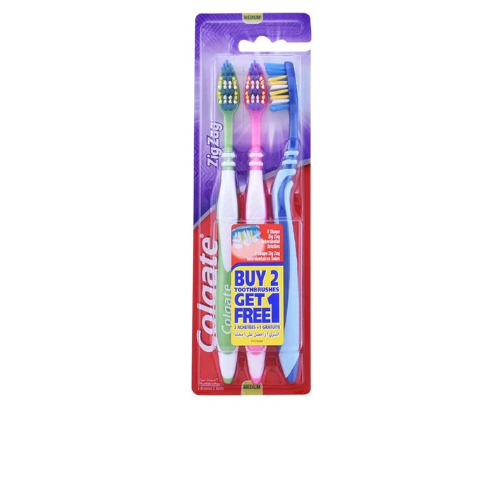 Colgate Zig Zag Medium Toothbrush 3 Units - unisex - Teknashop Ltd