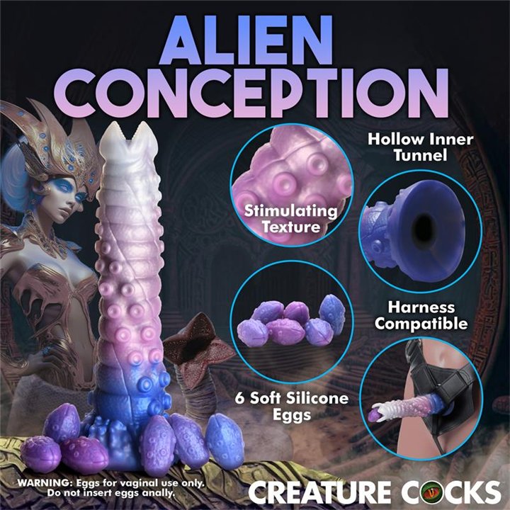 Tenta-Queen Ovipositor Dildo with 6 Eggs - 848518055255 - Teknashop Ltd