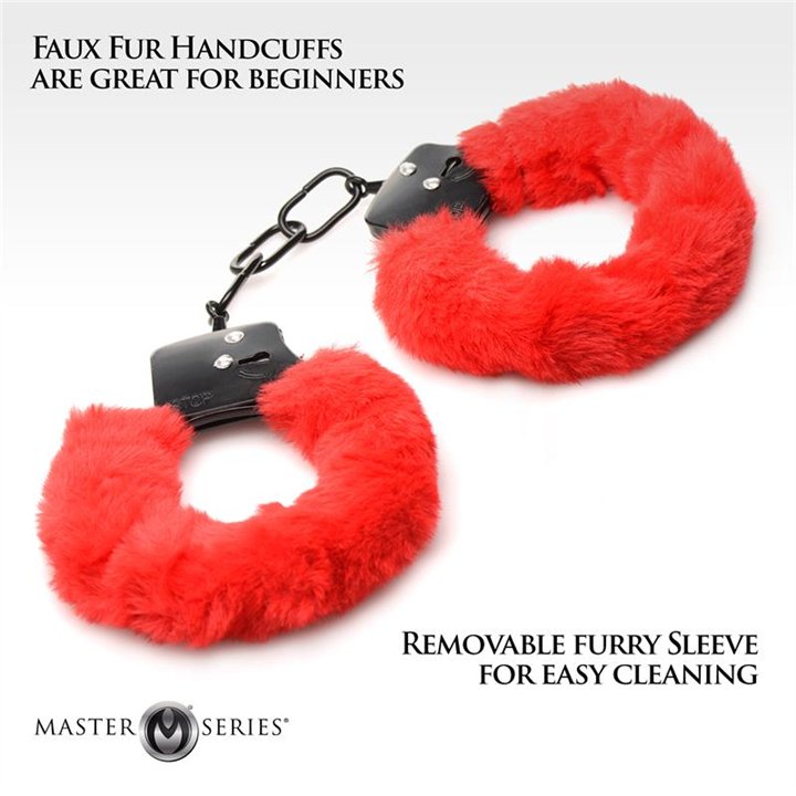 Furry Handcuffs Red - 848518046871 - Teknashop Ltd