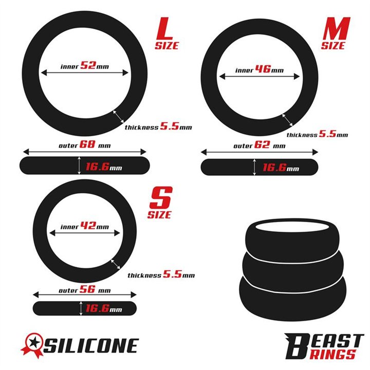 Set of 3 Penis Rings Silicone S, M and L - BR-139 - Teknashop Ltd