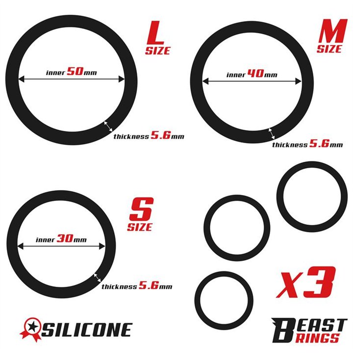 Set of 3 Penis Rings Silicone S, M and L - BR-144 - Teknashop Ltd