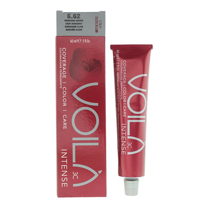 Intercosmo, Voila 3C Intense, Permanent Hair Dye, 6.62 Light Burgundy, 60 ml - Teknashop Ltd