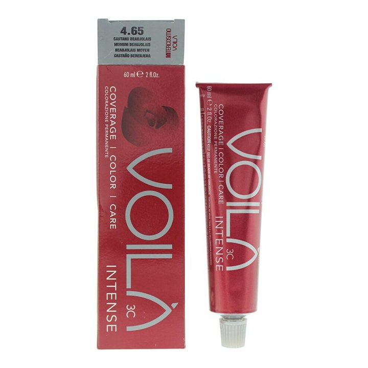 Intercosmo, Voila 3C Intense, Permanent Hair Dye, 4.65 Medium Beaujolais, 60 ml - Teknashop Ltd