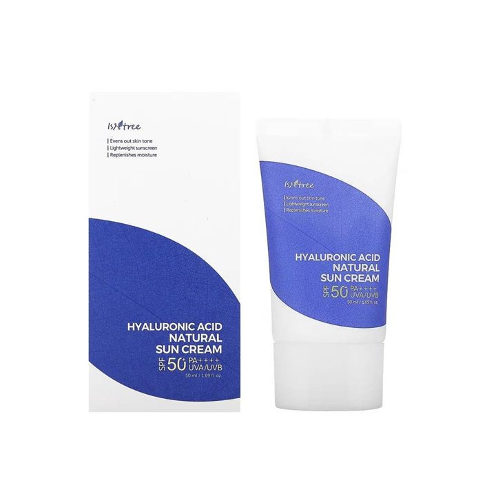 Isntree, Hyaluronic Acid Natural Sun, Hydrating, Soothing & Protecting, Before Sun Exposure, Cream, For Face, SPF 50+, 50 ml - T