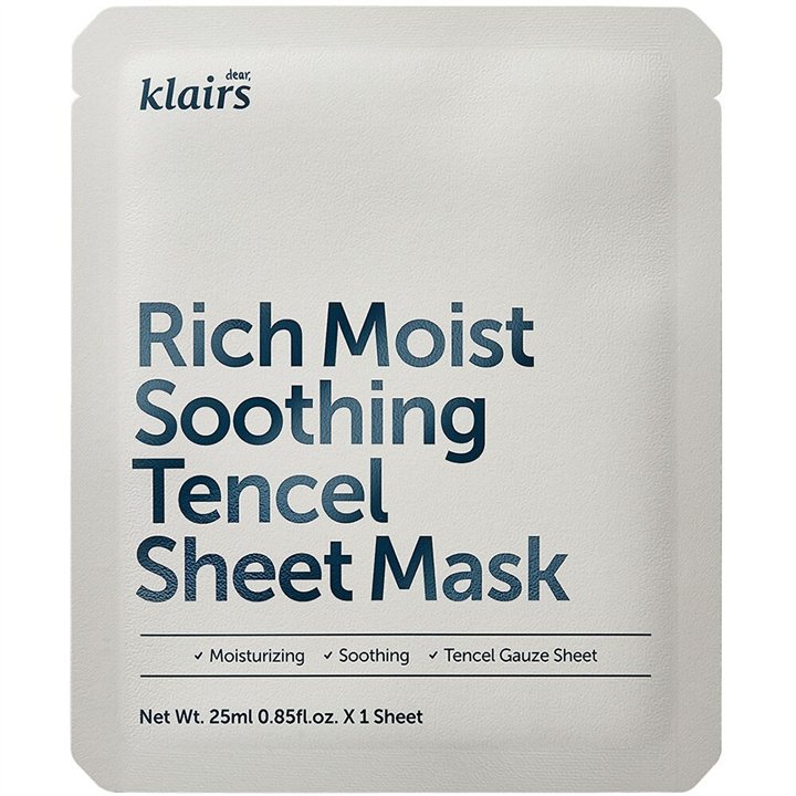 Dear Klairs, Rich Moist Soothing Tencel, Moisturizing, Sheet Mask, For Face, 25 ml - Teknashop Ltd