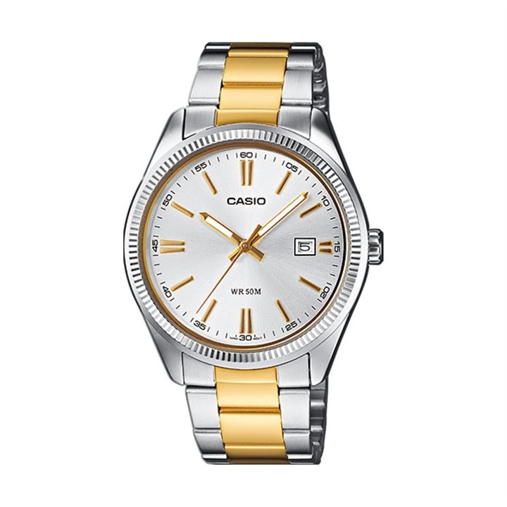 CASIO COLLECTION Mod. DATE, STEEL&GOLD - CHAMPAGNE - WW.MTP-1302PSG-7AVEF - Teknashop Ltd