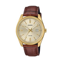 CASIO COLLECTION Mod. DATE GOLD, LEATHER - CHAMPAGNE - WW.MTP-1302PGL-9AVEF - Teknashop Ltd