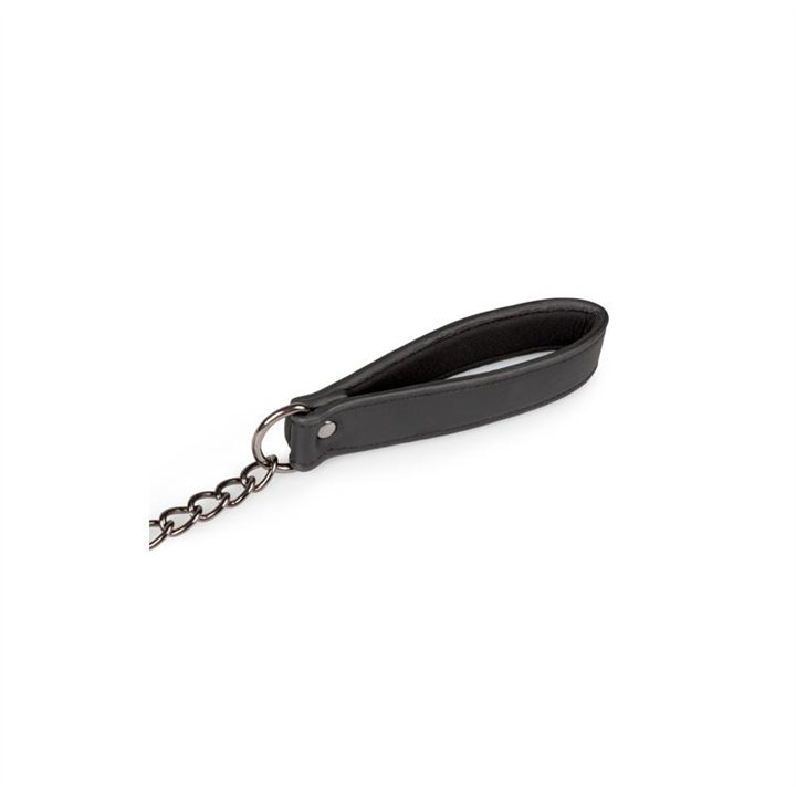 Leather Collar With Nipple Chains - ET280BLK - Teknashop Ltd