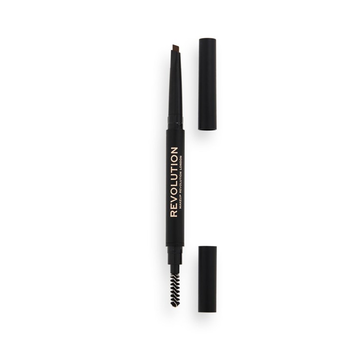 Makeup Revolution, Duo Brow Definer, Eyebrow Cream Pencil & Brush 2-In-1, Medium Brown, 0.25 g - Teknashop Ltd