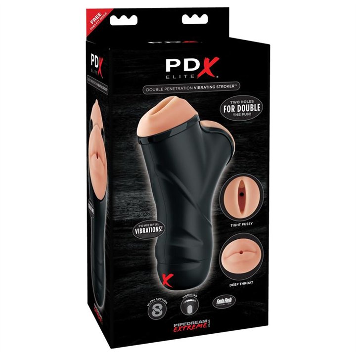 PDX Elite Double Penetration Vibrating Stroker - RD-508 - Teknashop Ltd