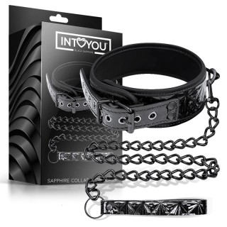Collar with Leash Sapphire Vegan Leather - BD-649 - Teknashop Ltd