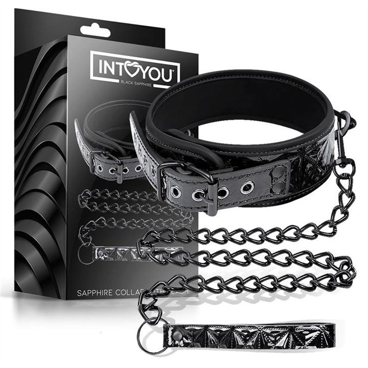 Collar with Leash Sapphire Vegan Leather - BD-649 - Teknashop Ltd