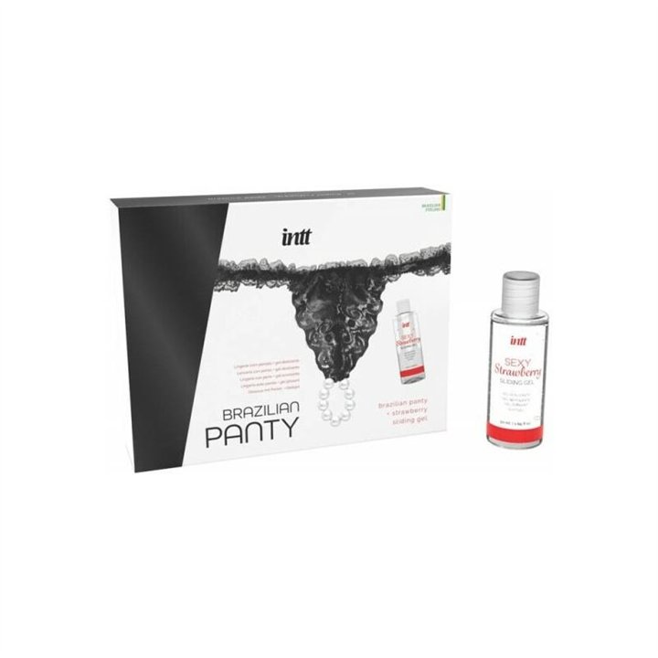 Black Brazilian Panty and Strawberry Slide Gel 50 ml - 5600781416127 - Teknashop Ltd