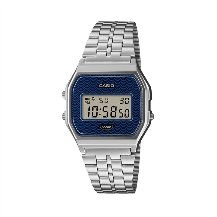 CASIO VINTAGE Mod. ICONIC - TRADITIONAL SEIGAIHA PATTERN Limited Edition - BLUE - WW.A159WEVJ-2ER - Teknashop Ltd
