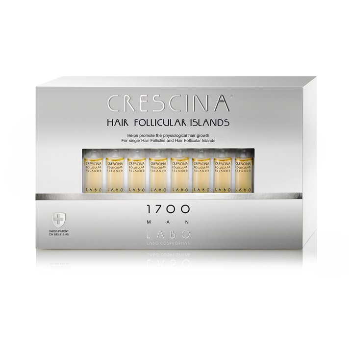 Labo Cosprophar Suisse, Crescina Follicular Islands 1700, For Growth Stimulation, Ampoules Treatment Serum, For Scalp, For Men, 