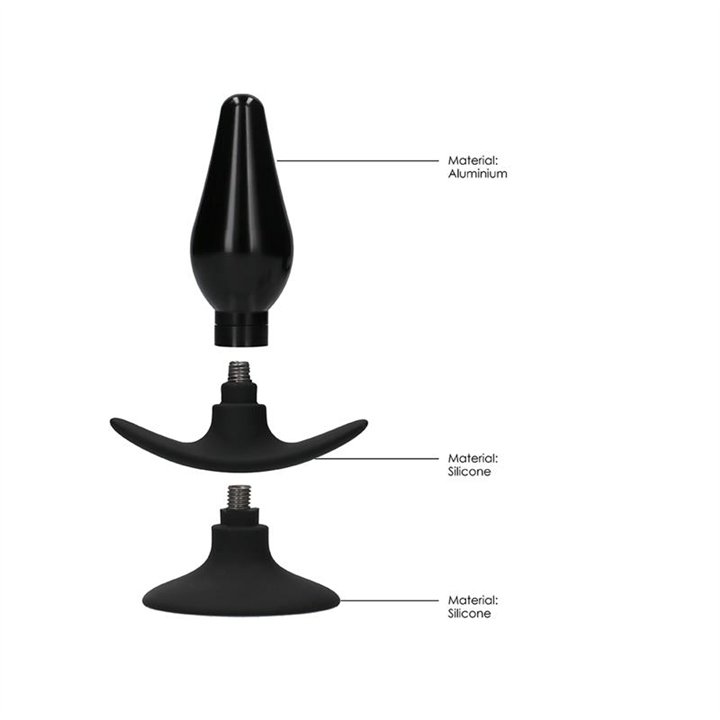 Butt Plug Set Pointed Large Suction Cup Black - OU354BLK - Teknashop Ltd