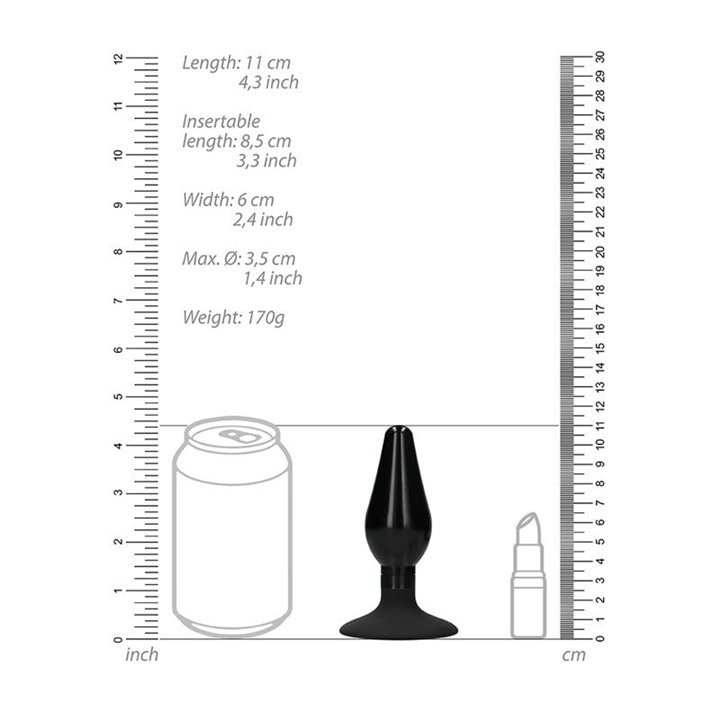 Butt Plug Set Pointed Large Suction Cup Black - OU354BLK - Teknashop Ltd