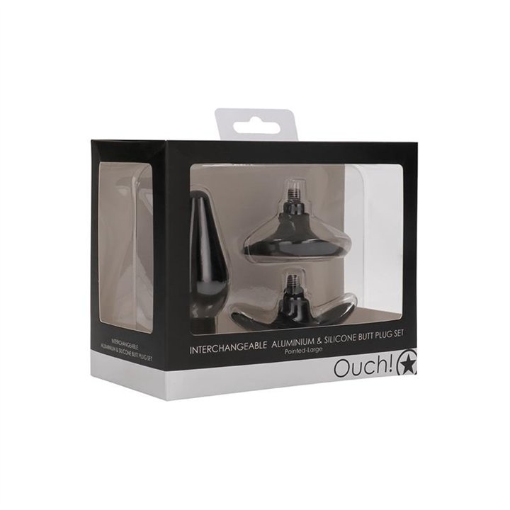 Butt Plug Set Pointed Large Suction Cup Black - OU354BLK - Teknashop Ltd