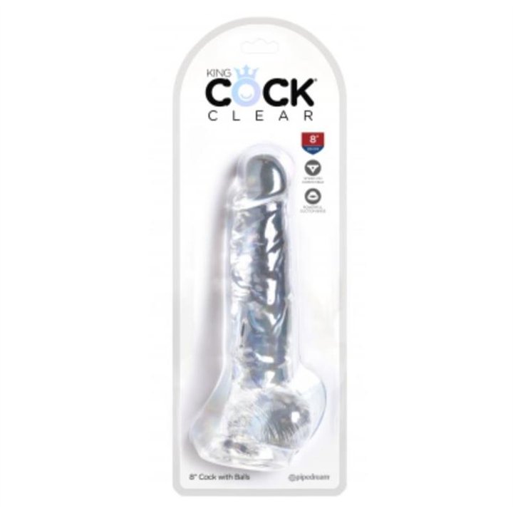 Realistic Dildo with Testicles 8 Clear - PD-5756-20 - Teknashop Ltd