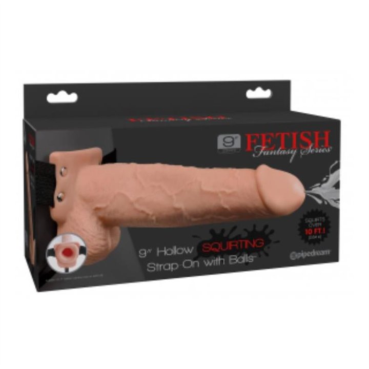 Elastic Strap-On with 9 Hollow Dildo Squirting Function Flesh - PD-3398-21 - Teknashop Ltd