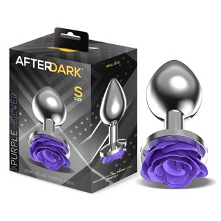 Metal Anal Plug with Purple Rose Base - Size S - AD-562 - Teknashop Ltd