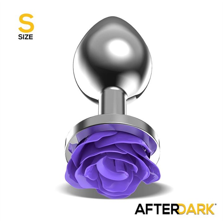 Metal Anal Plug with Purple Rose Base - Size S - AD-562 - Teknashop Ltd